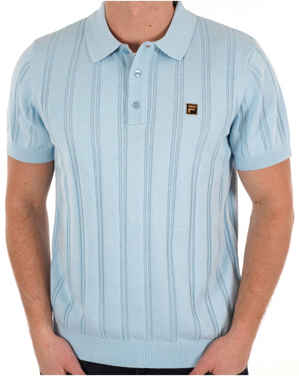 Fila Gold Kennedy Strick-Poloshirt Himmelblau