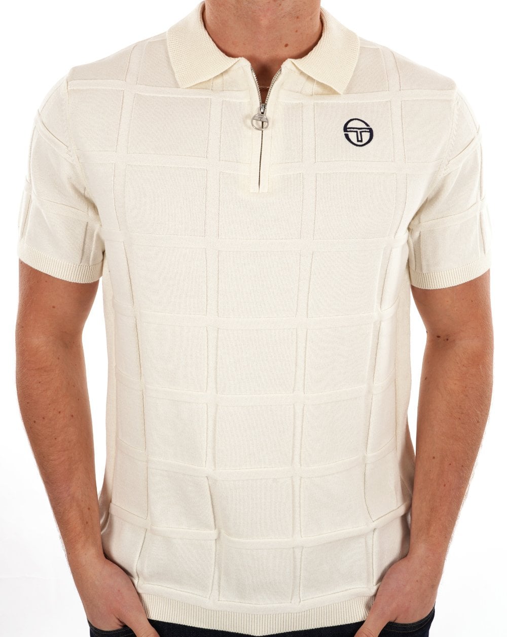 Sergio Tacchini Lorenzo 1/4-Reißverschluss-Strickpolo Gardenia