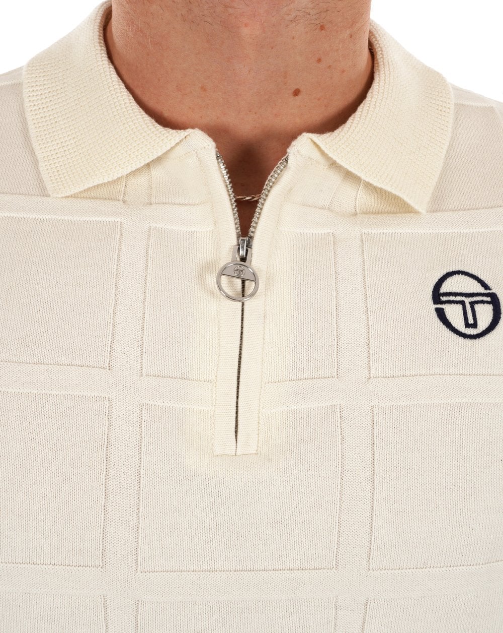 Sergio Tacchini Lorenzo 1/4-Reißverschluss-Strickpolo Gardenia