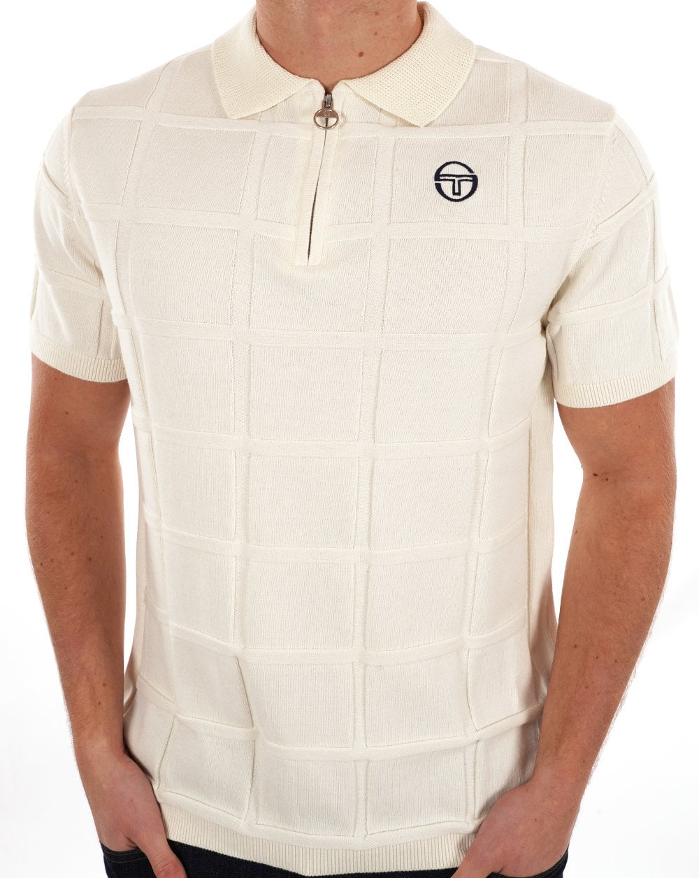 Sergio Tacchini Lorenzo 1/4-Reißverschluss-Strickpolo Gardenia