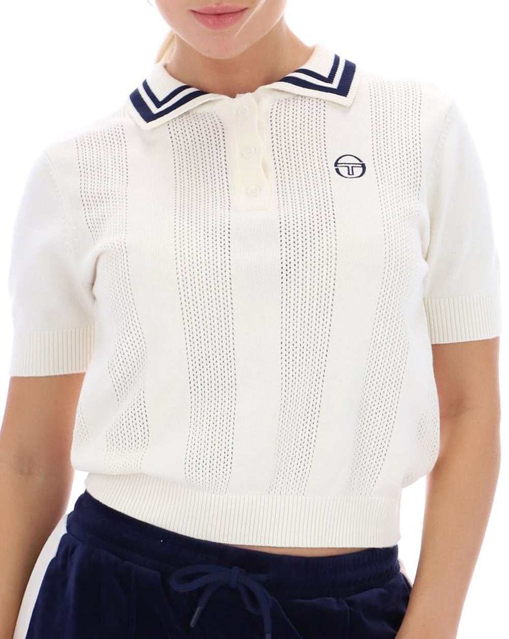 Sergio Tacchini Reggi Gestricktes Poloshirt Gardenia