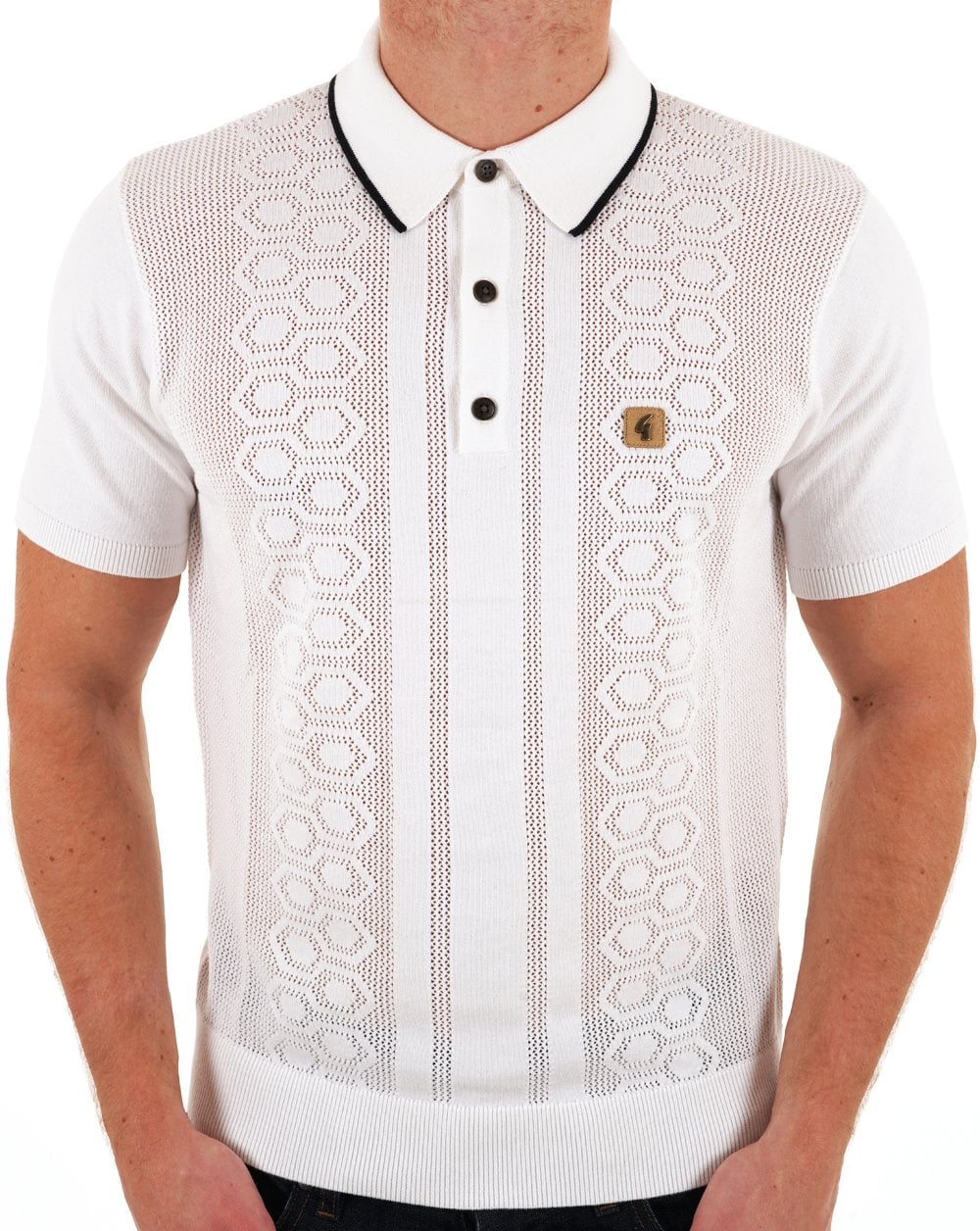 Gabicci Vintage Strick-Poloshirt Weiß
