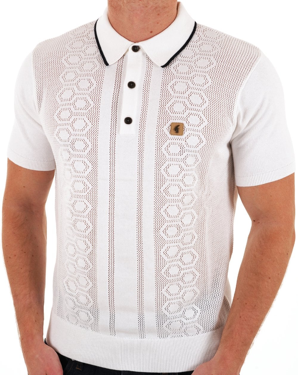 Gabicci Vintage Strick-Poloshirt Weiß