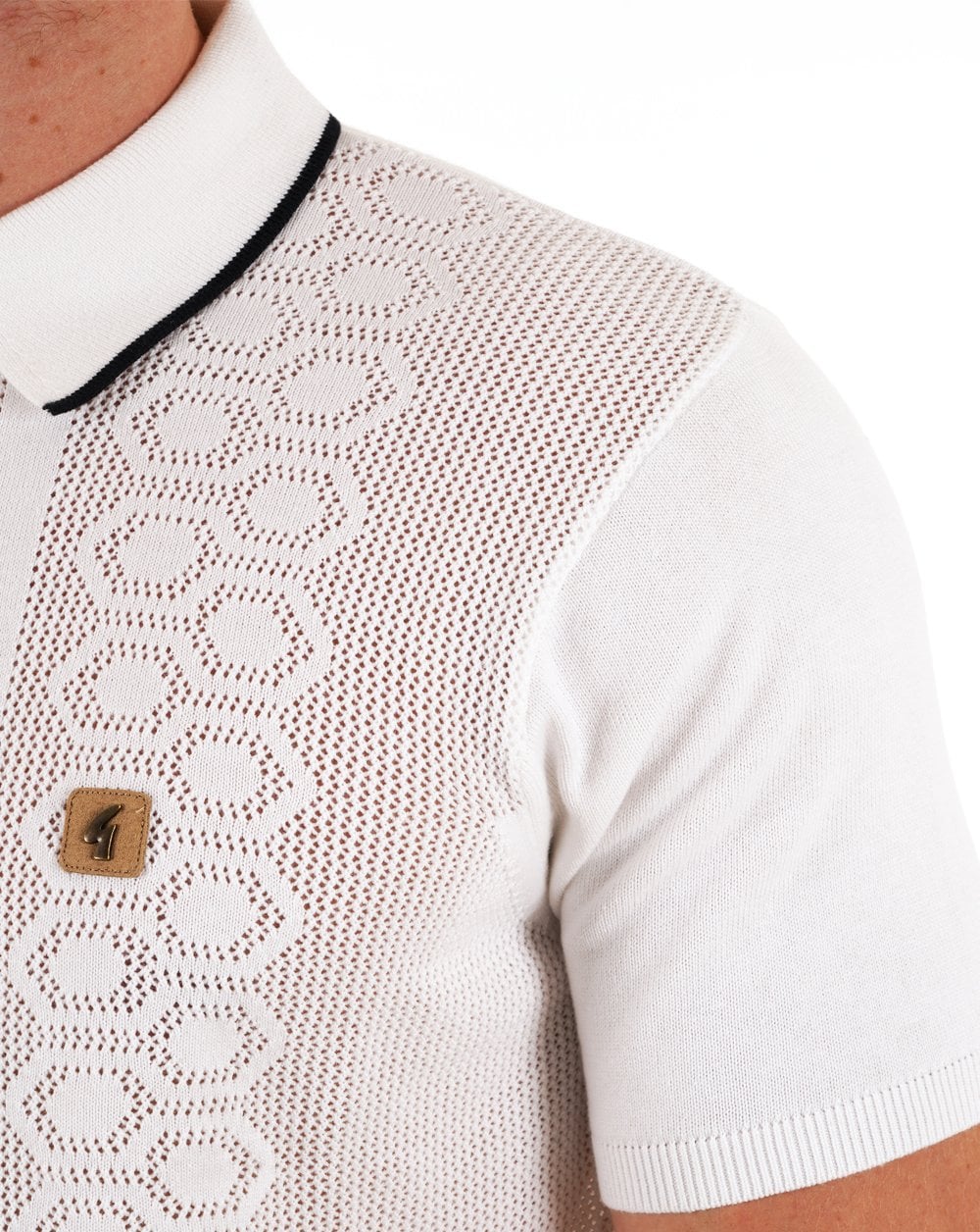 Gabicci Vintage Strick-Poloshirt Weiß
