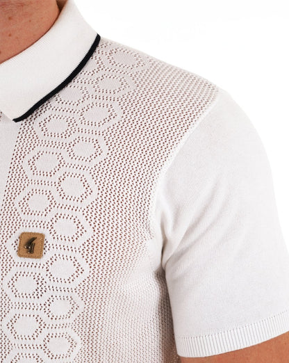 Gabicci Vintage Strick-Poloshirt Weiß