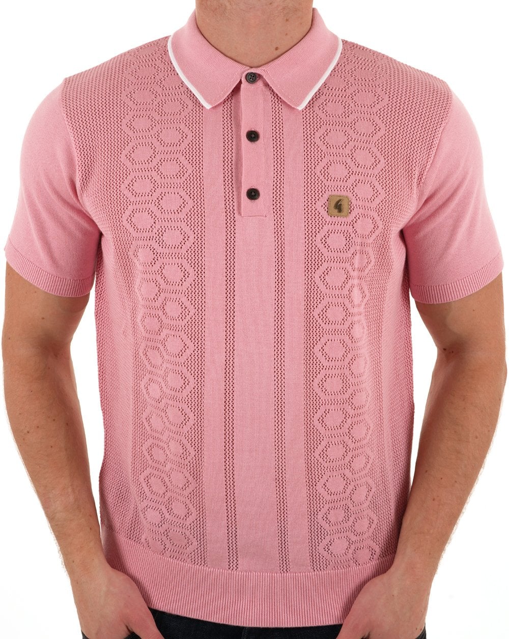 Gabicci Vintage Strick-Poloshirt Rosa