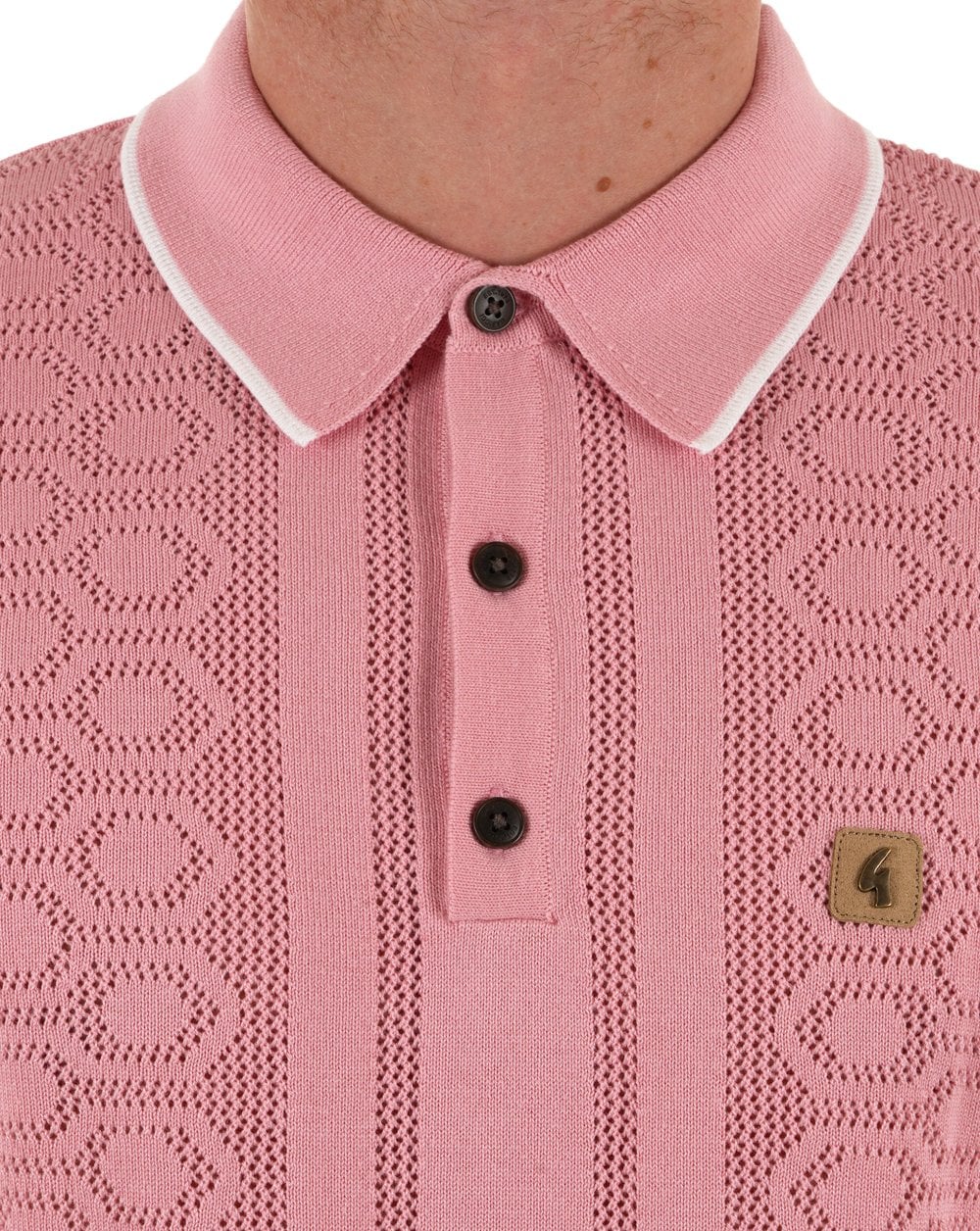 Gabicci Vintage Strick-Poloshirt Rosa