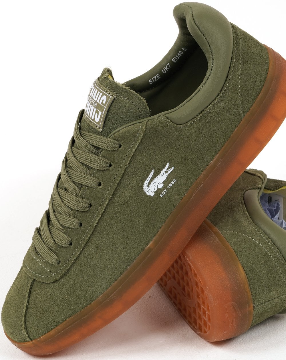 Lacoste Baseshot Wildleder-Trainer Khaki/Gummi