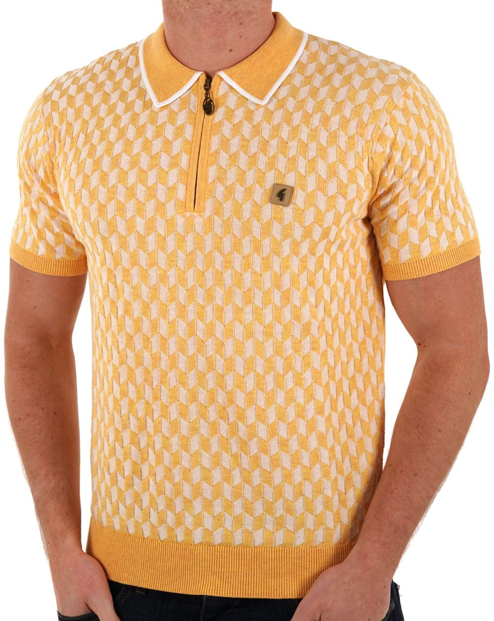 Gabicci Vintage Carter Knit 1/4 Zip Polo Ananas