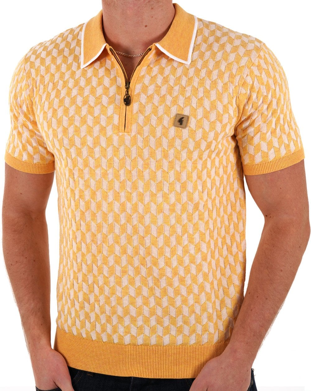 Gabicci Vintage Carter Knit 1/4 Zip Polo Ananas
