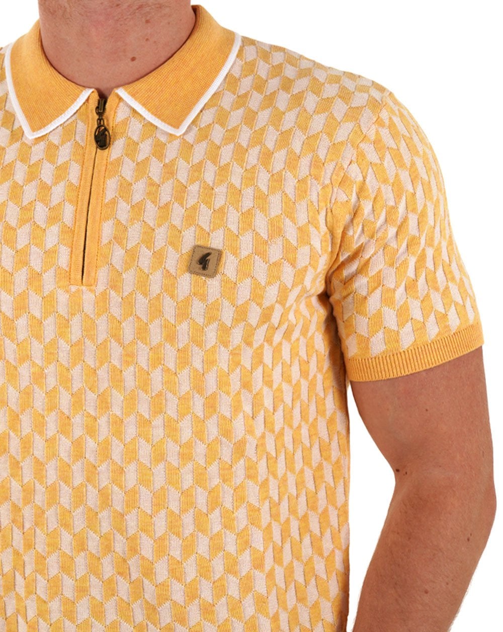 Gabicci Vintage Carter Knit 1/4 Zip Polo Ananas