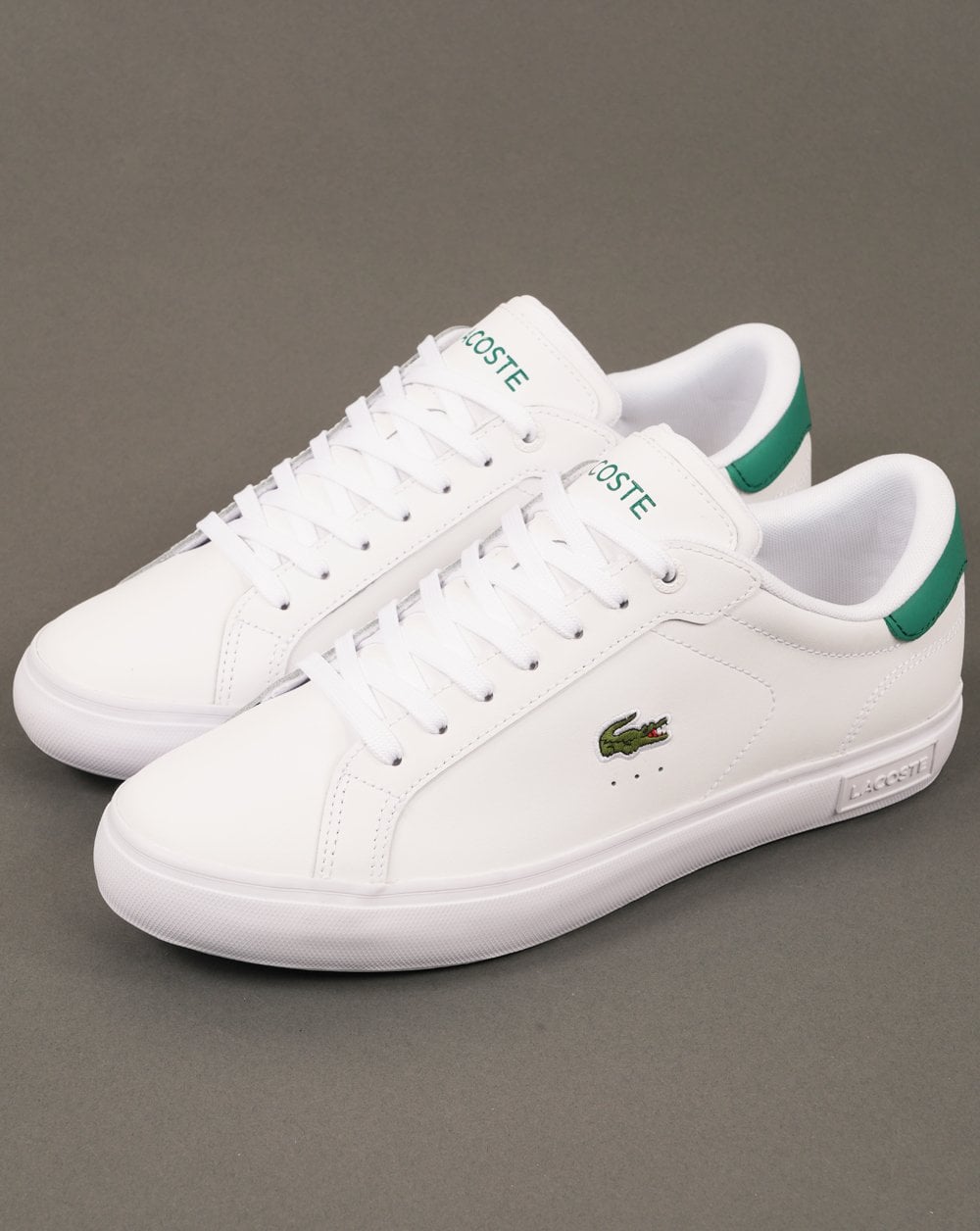 Lacoste Powercourt 125 Leder-Sneaker Weiß/Grün