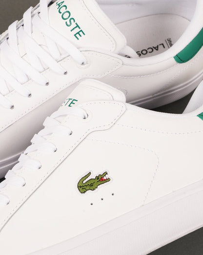 Lacoste Powercourt 125 Leder-Sneaker Weiß/Grün