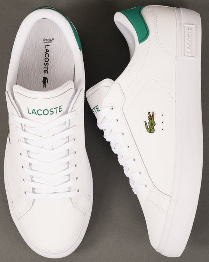 Lacoste Powercourt 125 Leder-Sneaker Weiß/Grün