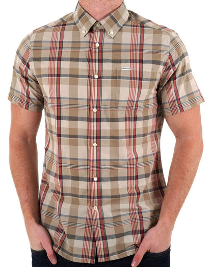 Barbour Hillway Madras Kurzarmhemd in verwaschenem Stein