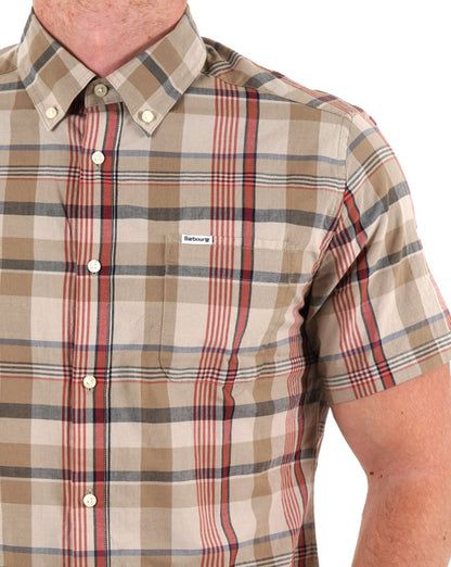 Barbour Hillway Madras Kurzarmhemd in verwaschenem Stein