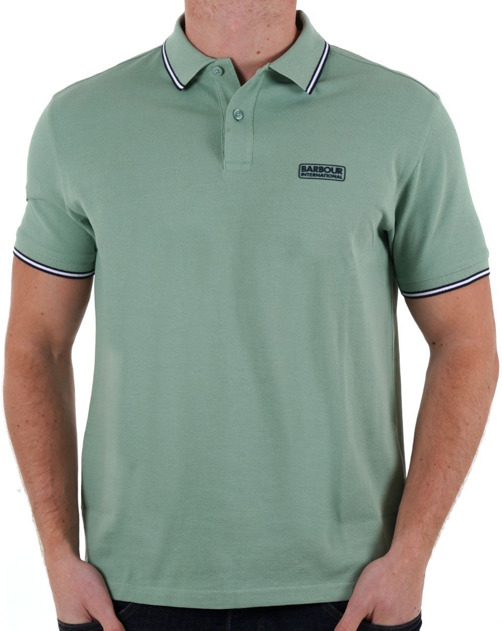 Barbour International – Poloshirt „Evan Tipped“ in Granitgrün