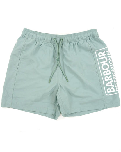 Barbour International – Badeshorts mit großem Logo, Granitgrün