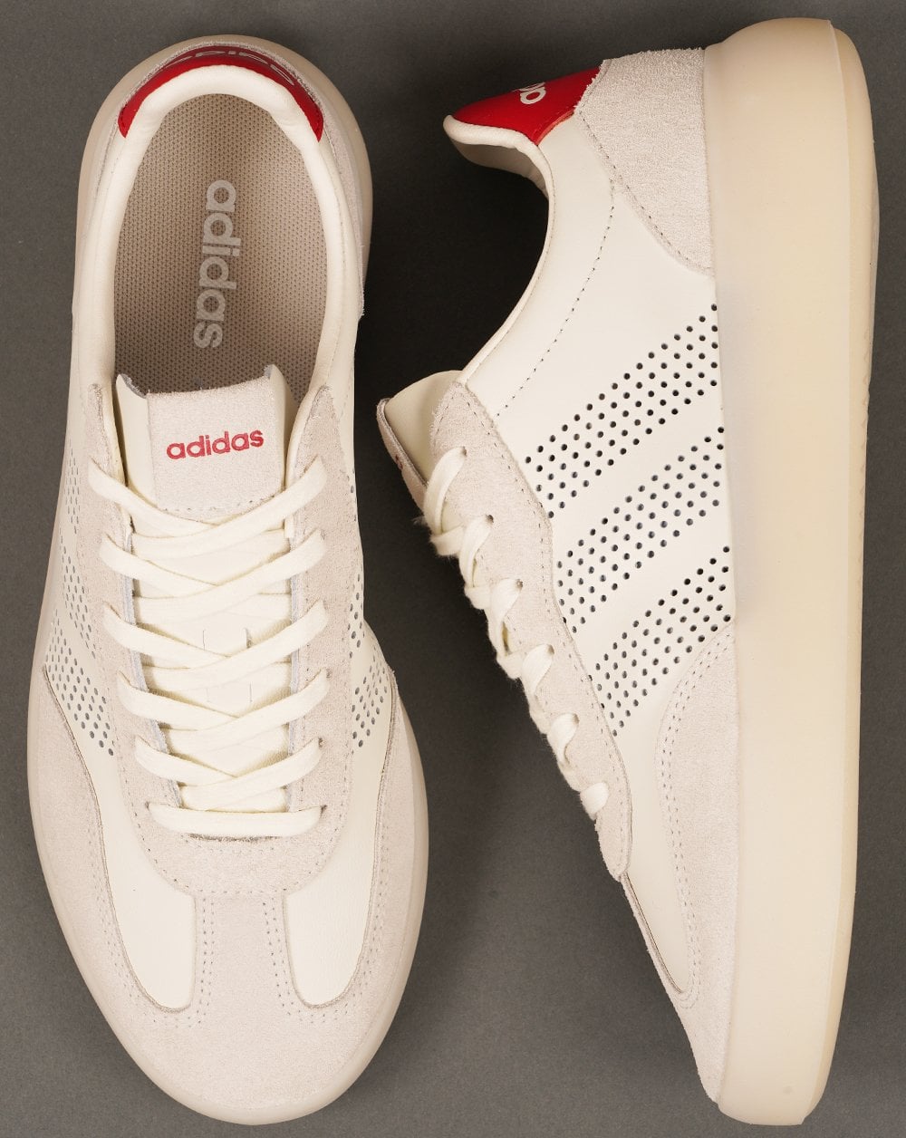 Adidas Barreda Leder-Sneaker Off-White/Scarlet