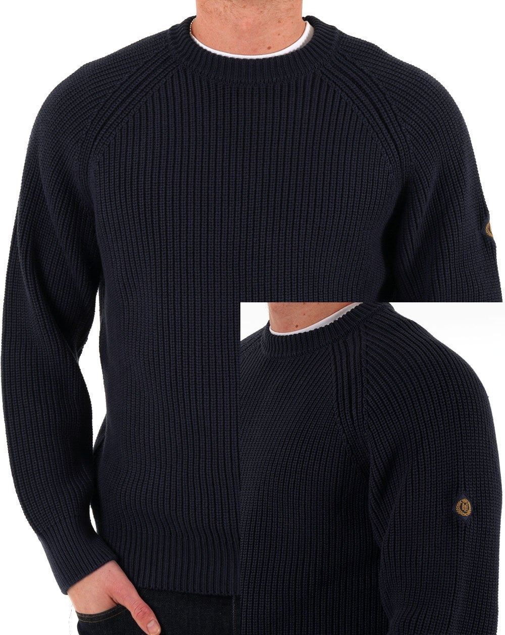 Henri Lloyd Golant Rippenstrickpullover mit Rundhalsausschnitt, Marineblau
