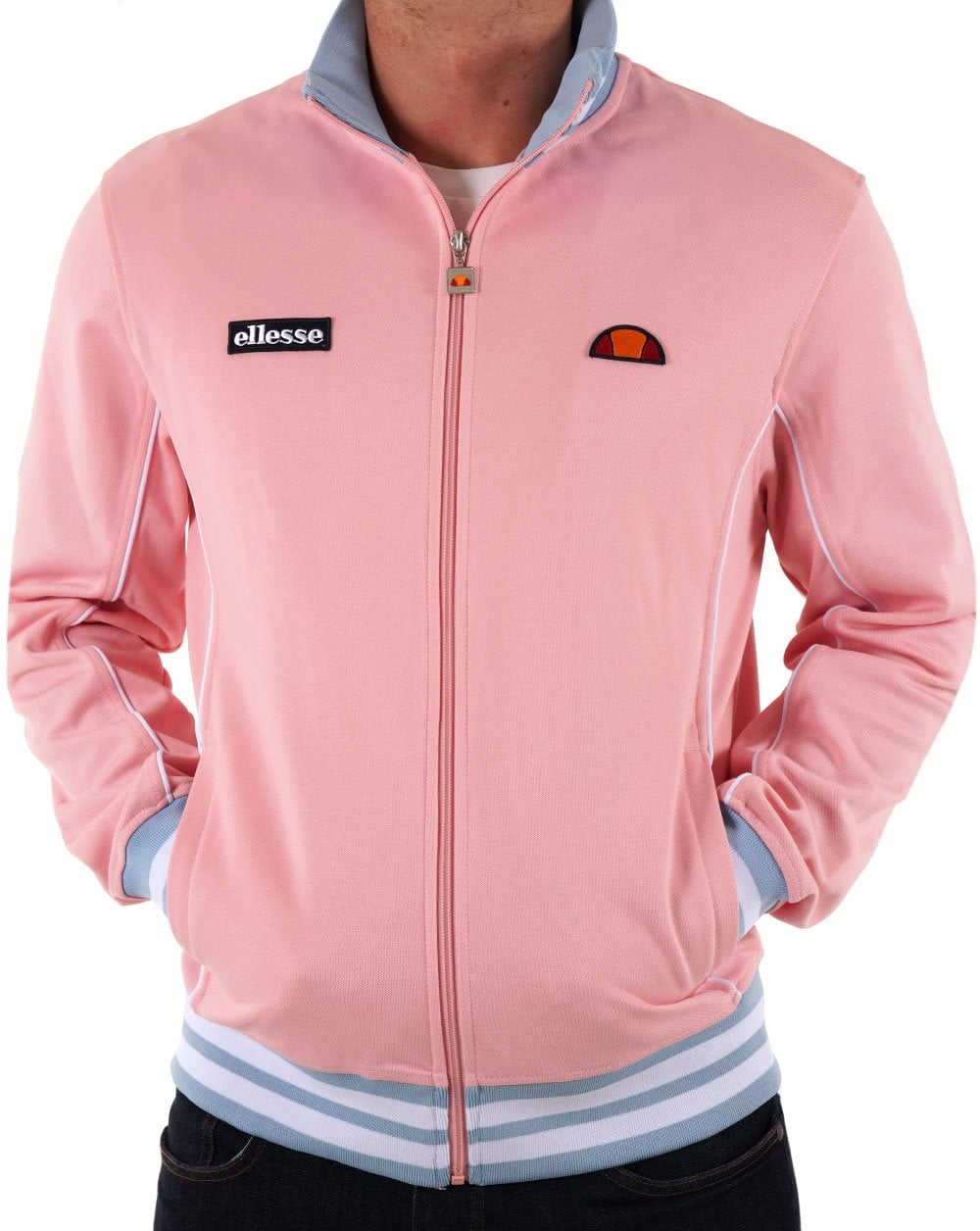 Ellesse – Milan Trainingsjacke, Hellrosa/Himmelblau
