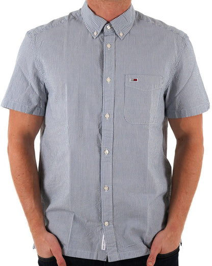 Tommy Jeans Seersucker Sommerhemd Blaue Streifen