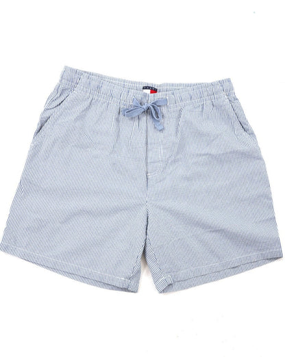 Tommy Jeans – Seersucker-Strandshorts mit Streifen in Colorado-Blau