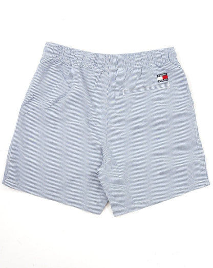 Tommy Jeans – Seersucker-Strandshorts mit Streifen in Colorado-Blau