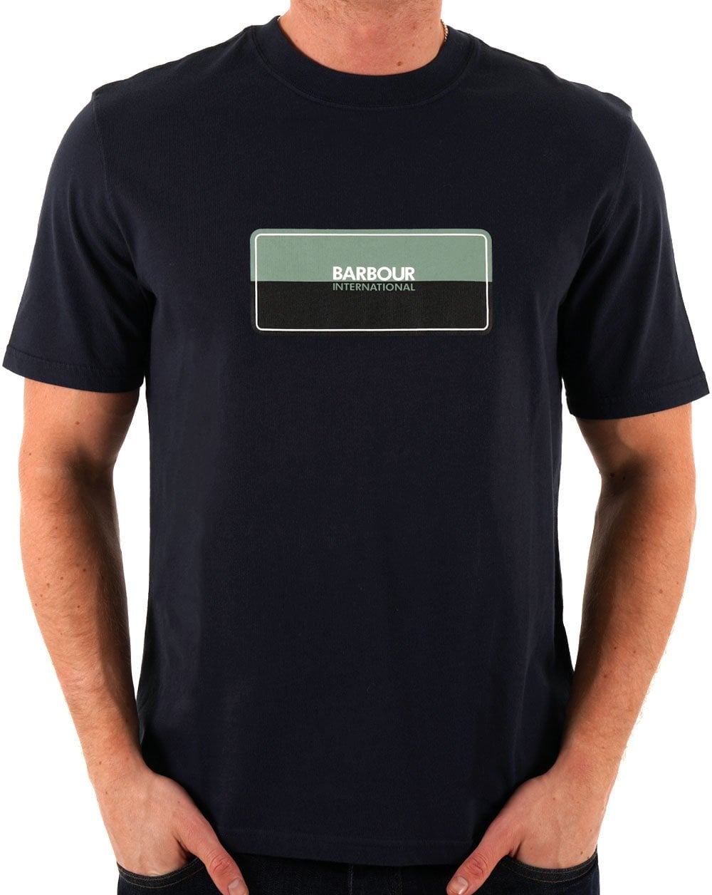 Barbour International Split Lozenge T-Shirt Marineblau