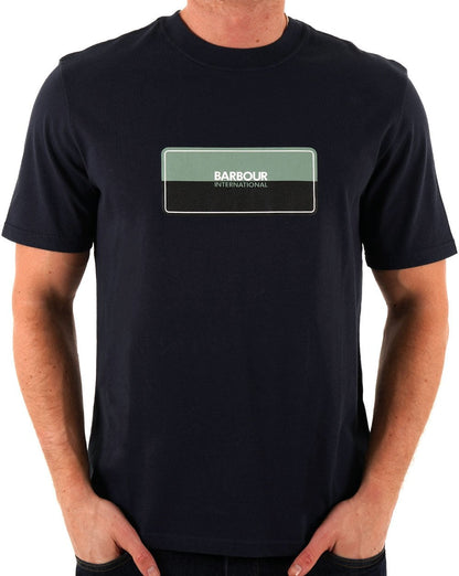 Barbour International Split Lozenge T-Shirt Marineblau