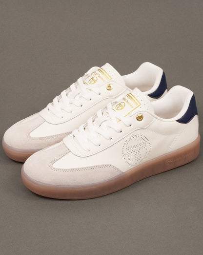 Sergio Tacchini Taormina Ledertrainer Weiß/Marineblau