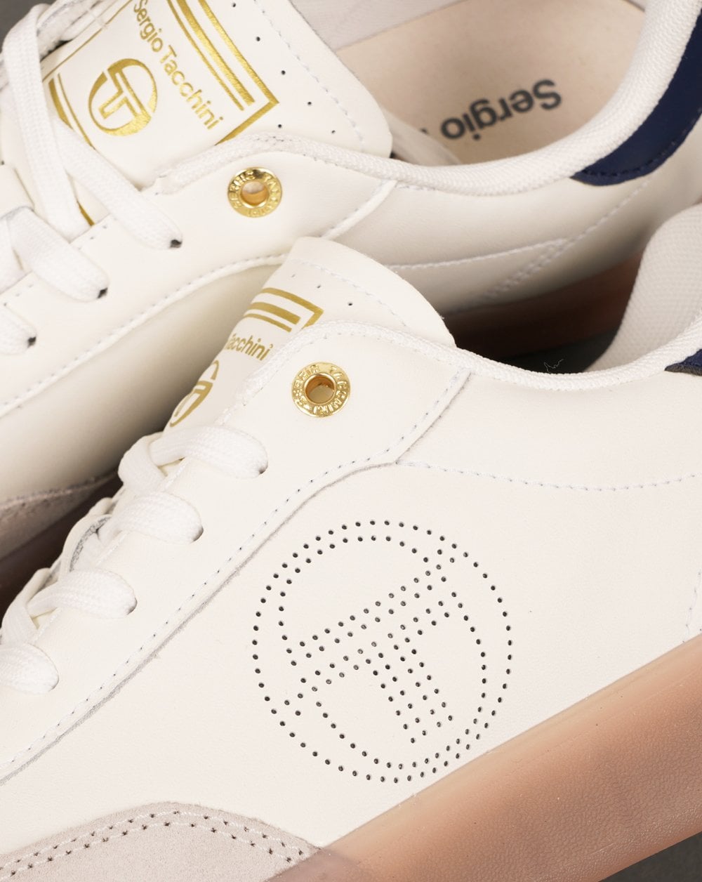 Sergio Tacchini Taormina Ledertrainer Weiß/Marineblau