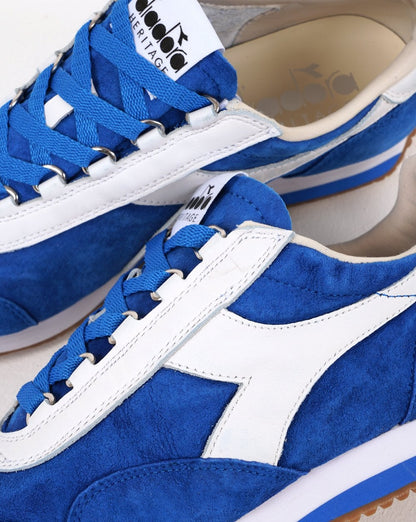 Diadora Equipe 75 Stone Washed Wildleder-Trainer Micro Blue