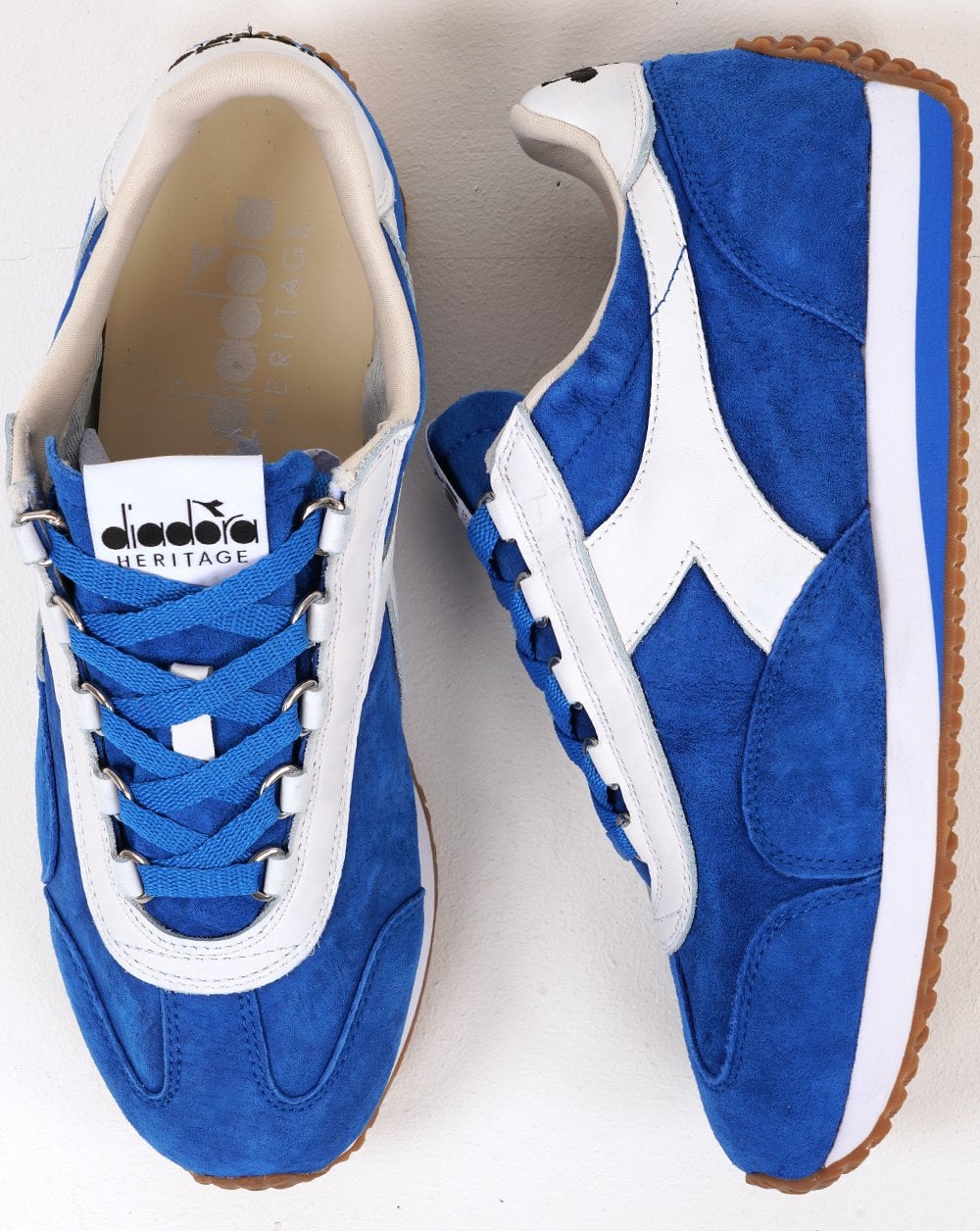 Diadora Equipe 75 Stone Washed Wildleder-Trainer Micro Blue