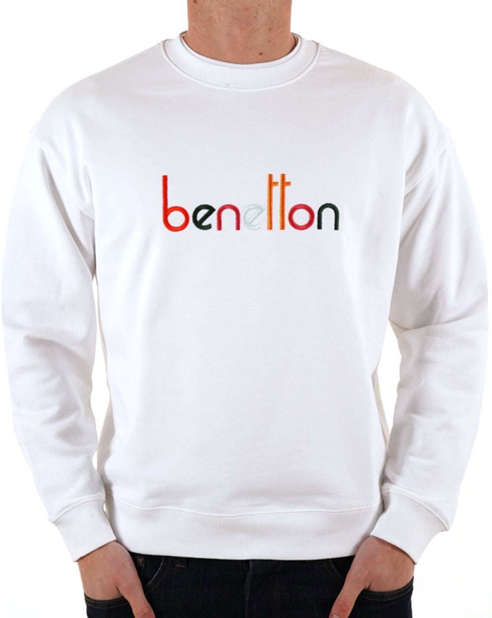 Benetton Embroidered Logo Sweat White/Multi