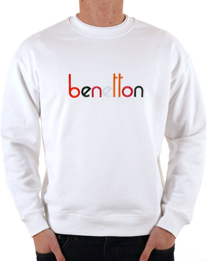Benetton – Sweatshirt mit gesticktem Logo, Weiß/Mehrfarbig