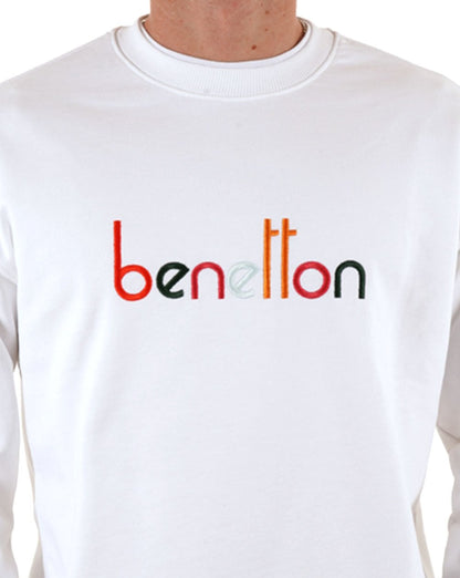 Benetton – Sweatshirt mit gesticktem Logo, Weiß/Mehrfarbig