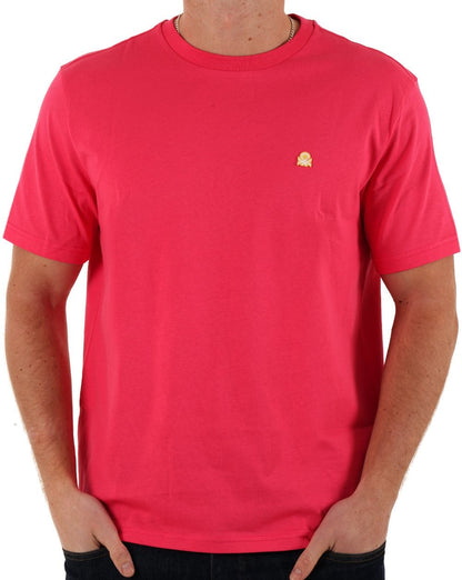 Benetton – T-Shirt mit kleinem Logo, Dunkelrosa