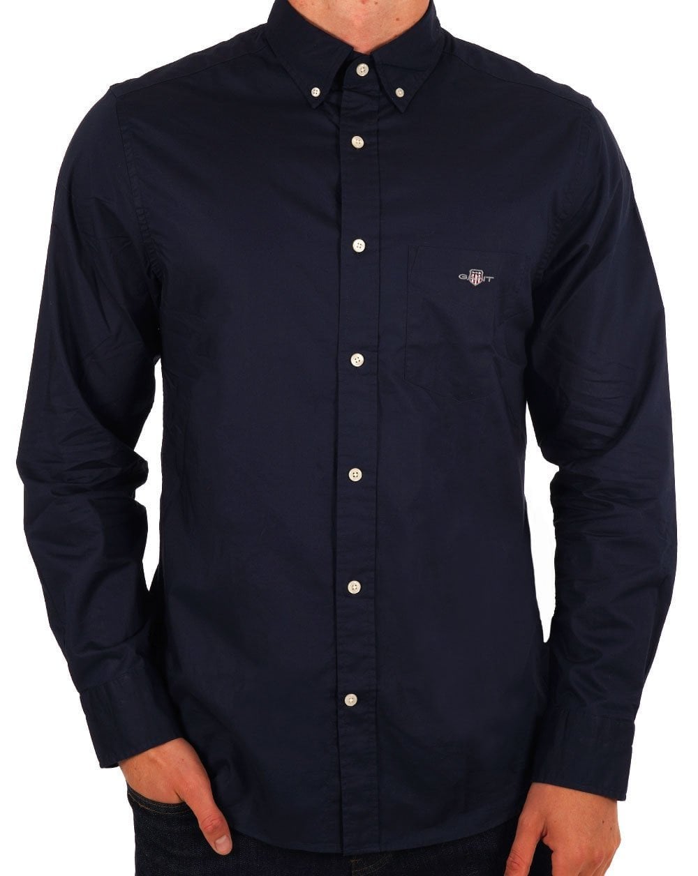 Gant Popeline-Hemd Marineblau