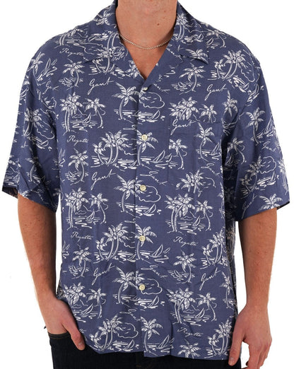 Gant – Kubanisches Hemd mit Island-Print, Marineblau