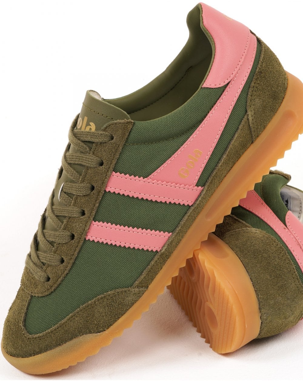 Gola Tornado Damen-Sneakers Militärgrün/Korallenrosa