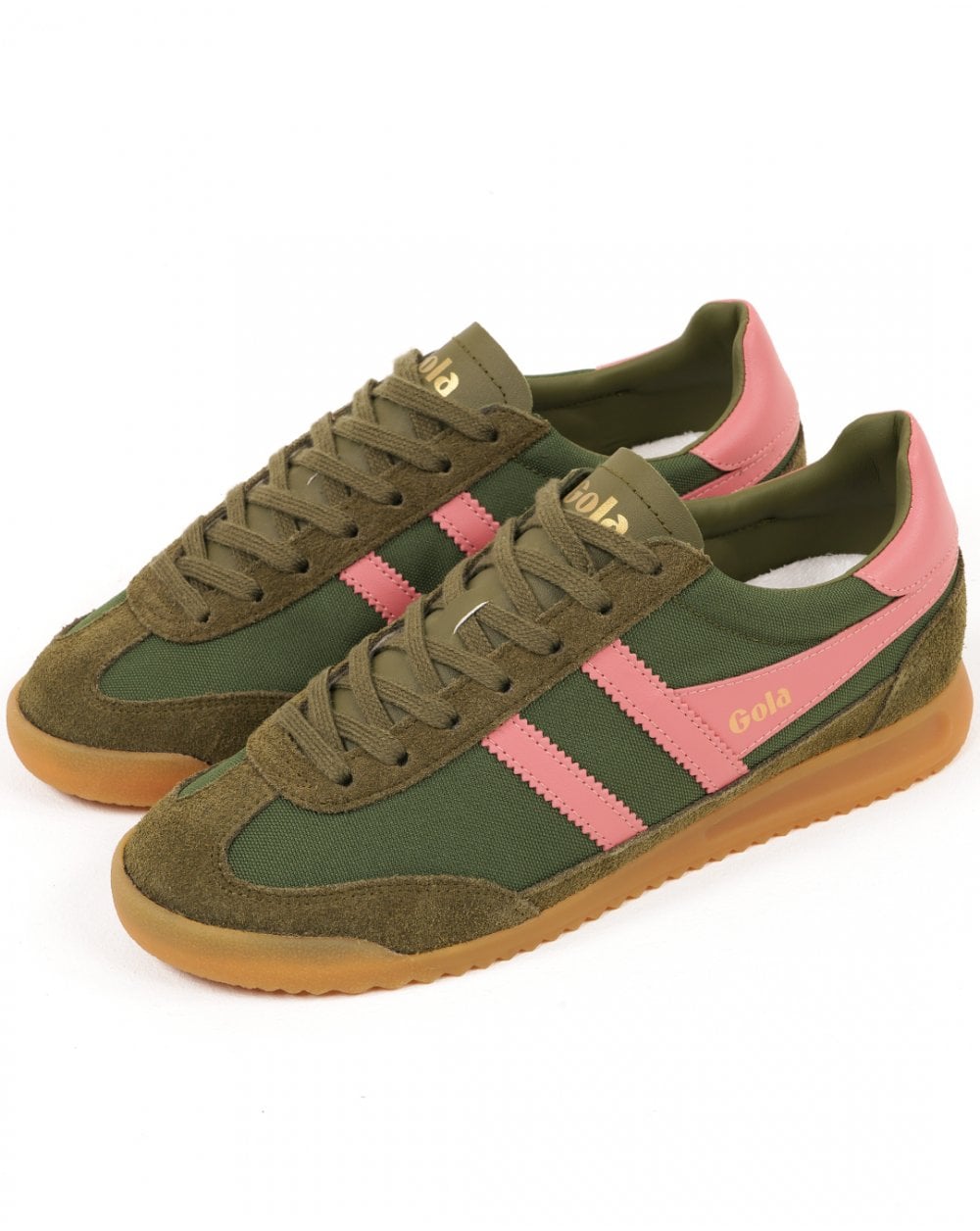 Gola Tornado Damen-Sneakers Militärgrün/Korallenrosa