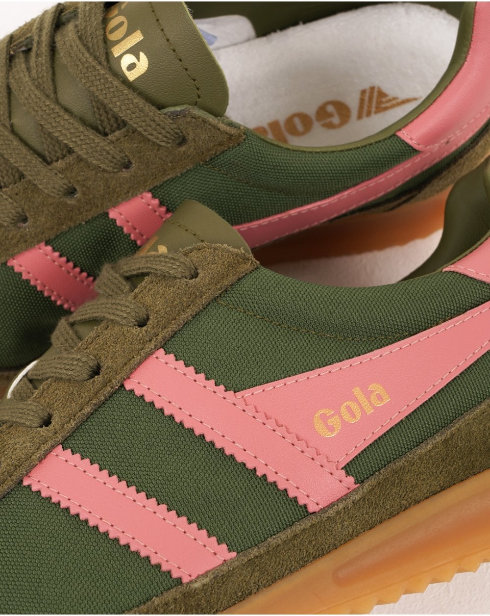 Gola Tornado Damen-Sneakers Militärgrün/Korallenrosa