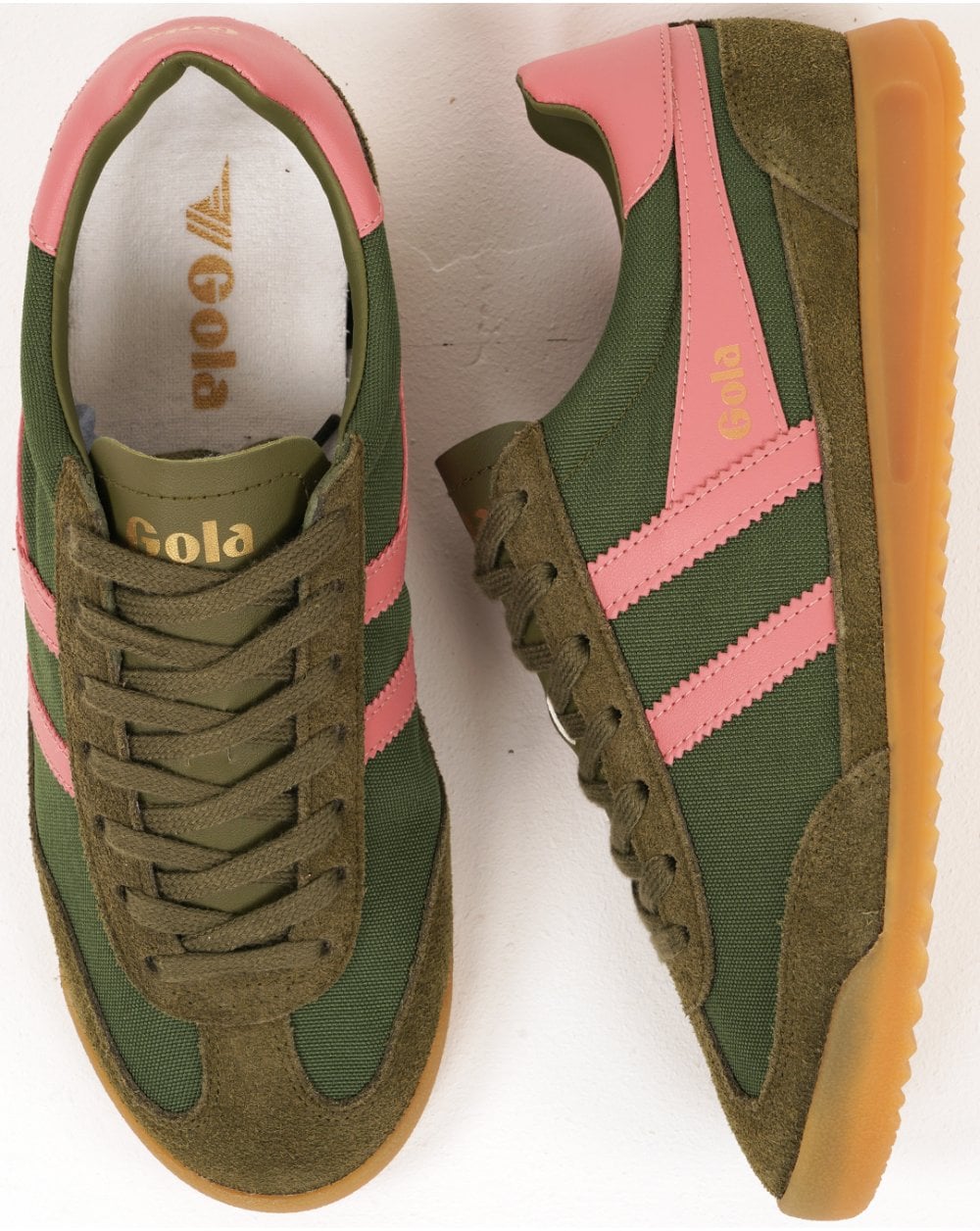 Gola Tornado Damen-Sneakers Militärgrün/Korallenrosa