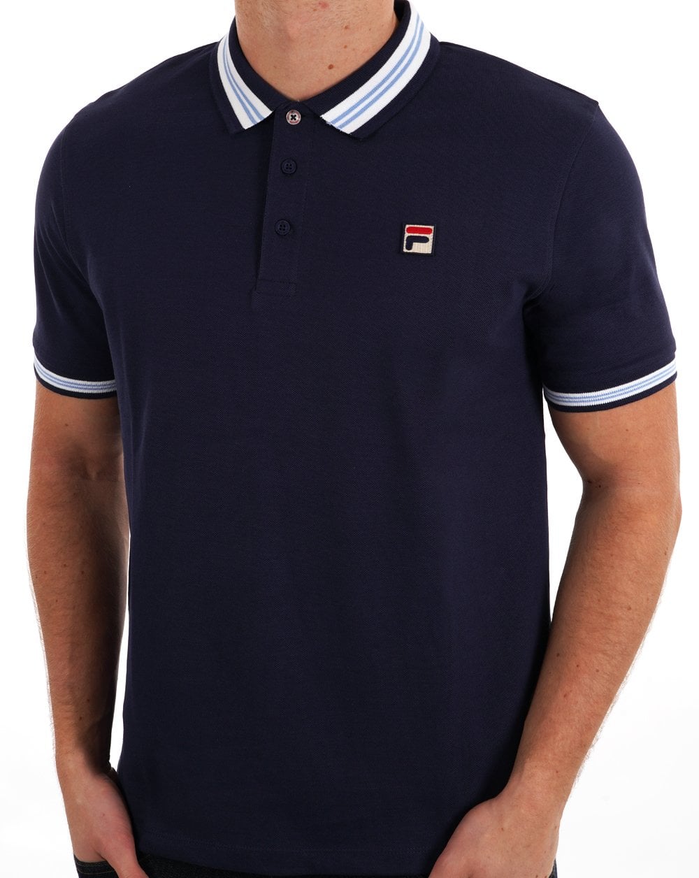 Fila – Poloshirt mit Vintage-Streifen und Marineblau