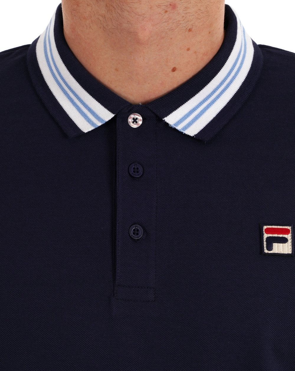 Fila – Poloshirt mit Vintage-Streifen und Marineblau