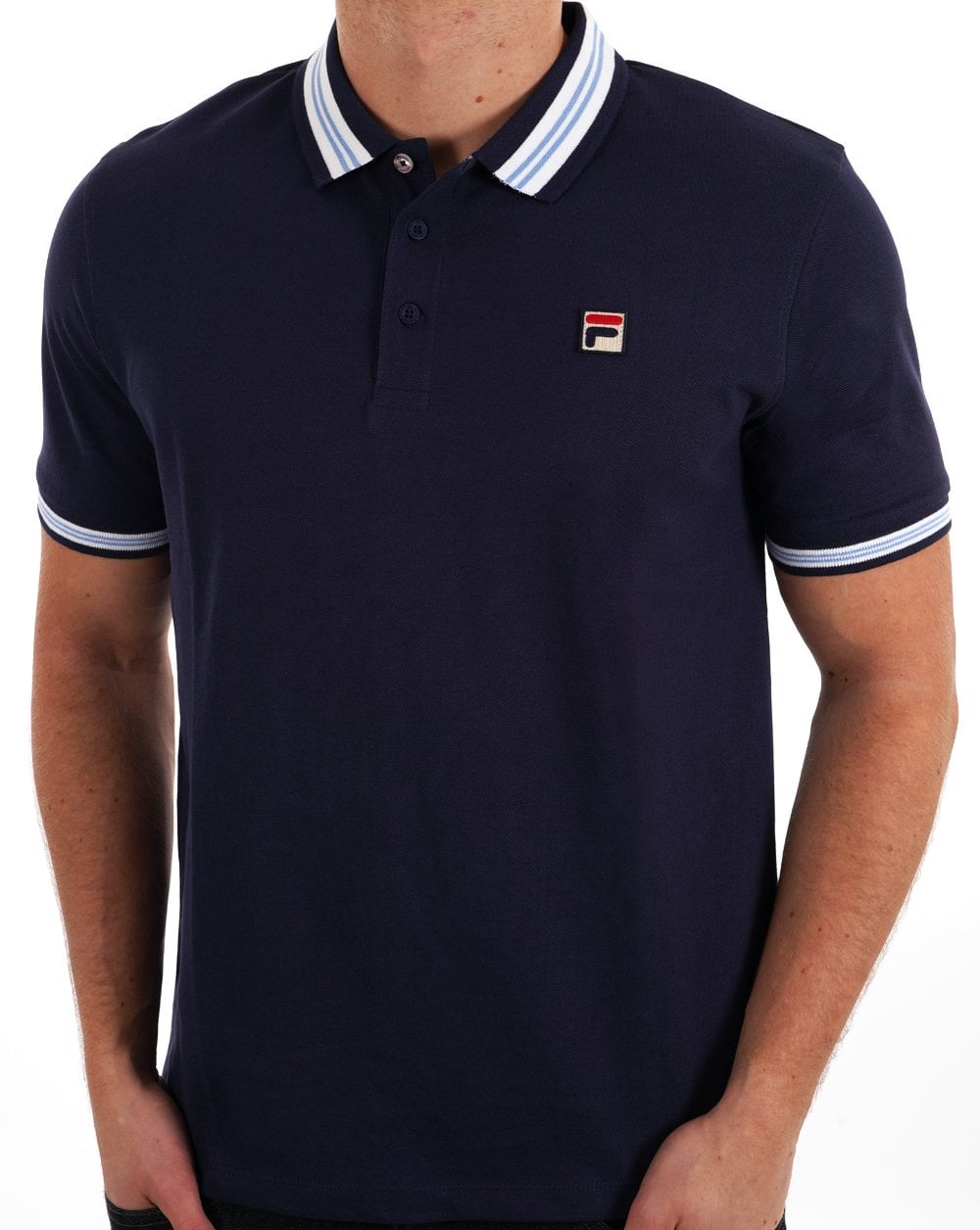 Fila – Poloshirt mit Vintage-Streifen und Marineblau