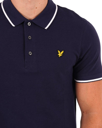 Lyle &amp; Scott Poloshirt mit Streifen, Dunkelmarineblau/Weiß