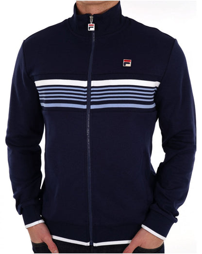 Fila Vintage – Trainingsoberteil mit mehreren Streifen in Marineblau und Himmelblau
