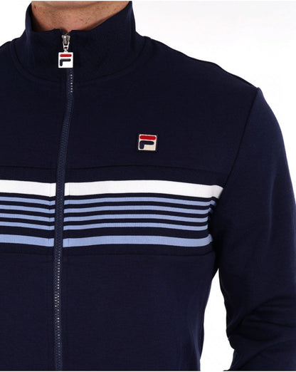 Fila Vintage – Trainingsoberteil mit mehreren Streifen in Marineblau und Himmelblau